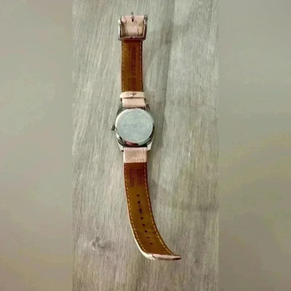 Kenneth Cole Diamond Watch Women Pave Silver Tone Pink Leather Band - Picture 6 of 9